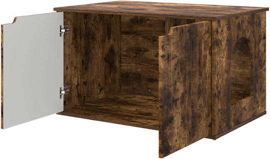 Vidaxl Katzenbett Rauch Eiche 85 x 55 x 53,5 cm Bearbeitetes Holz