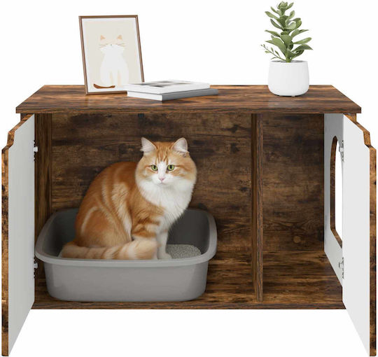 Vidaxl Katzenbett Rauch Eiche 85 x 55 x 53,5 cm Bearbeitetes Holz