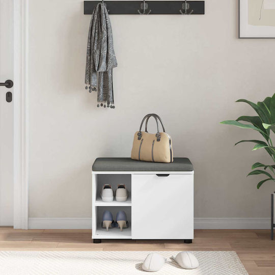 Mobilier de Intrare cu Bancă Alb 60x38x46cm Mobilier de Intrare cu Bancă Alb 60x38x46cm