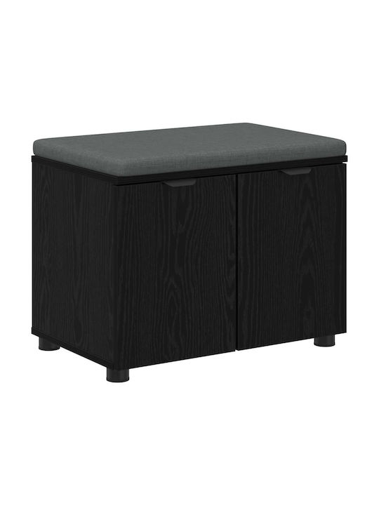 Έπιπλο Εισόδου με Παγκάκι Μαύρη Οξυά 60x38x46εκ.