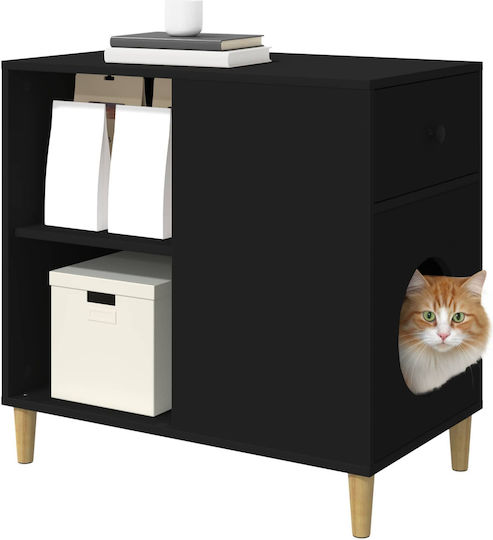 vidaxl Katzenbett Schwarz 72 x 42,5 x 70 cm aus bearbeitetem Holz