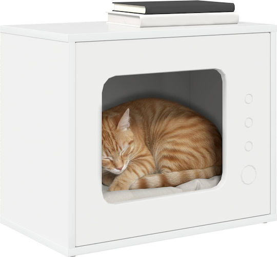 Vidaxl Cat House Glossy White 51 x 30 x 42 cm Engineered Wood