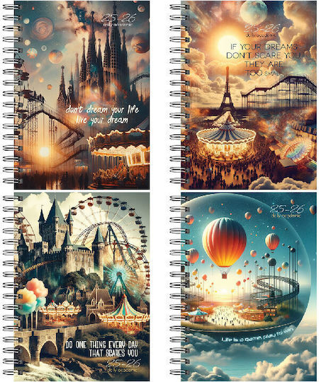 Matalon Ημερήσια Ακαδημαϊκή Ατζέντα Luna Park 2025/26 Σπιράλ 14x21εκ. A