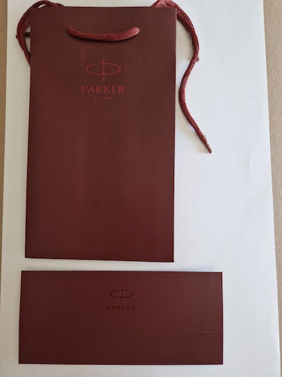 Parker Module Stilou Medium Burgundy Din Oțel Cu Cerneală Roșie