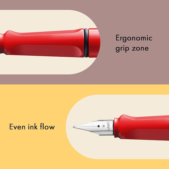 Lamy Safari 016 Stilou Fine Roșu Din Plastic Cu Cerneală Albastră