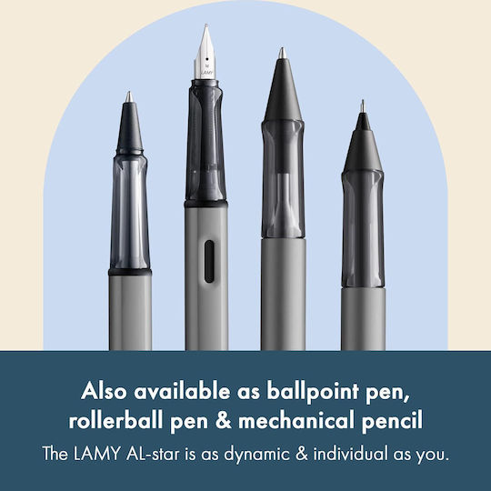 Lamy Al Star 026 Πένα Γραφής Medium Γκρι από Αλουμίνιο με Μπλε Μελάνι