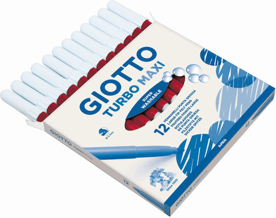 Giotto Κόκκινοι Μαρκαδόροι Ζωγραφικής 5mm Χονδροί Σετ 12τμχ