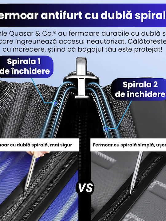 Quasar Valize de Călătorie Dure Albastru marin cu 4 roți