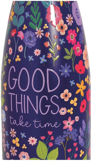 Legami Milano Hot Cold Bottle Thermos Plastic / Stainless Steel 500ml Flowers