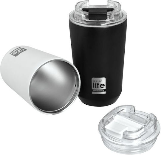 Ecolife Glass Thermos Stainless Steel BPA Free 360ml Pure Black