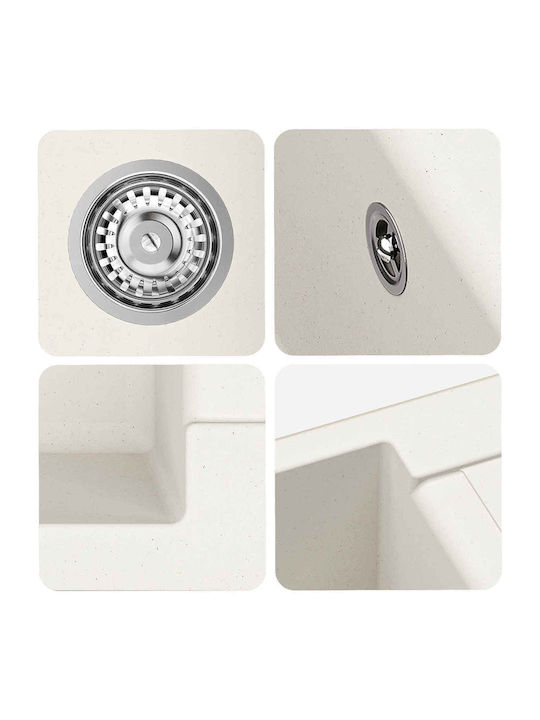 vidaXL Drop-In Sink Synthetic Granite W62xD50cm White