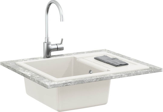 vidaXL Chiuvetă Bucătărie Drop-In Din Granit Lichid M62xL50cm Albă