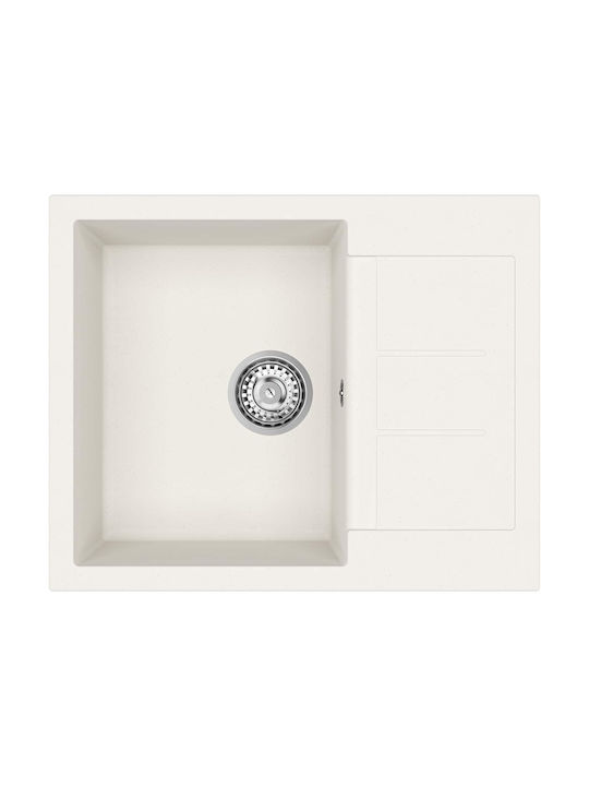 vidaXL Drop-In Sink Synthetic Granite W62xD50cm White