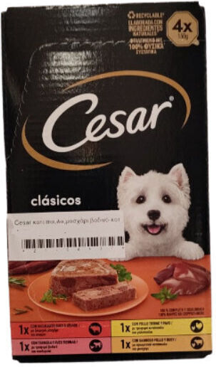 Cesar Multipack Υγρή Τροφή Σκύλων σε Ταψάκι με Αρνί, Βοδινό, Κοτόπουλο και Μοσχάρι 4x150gr