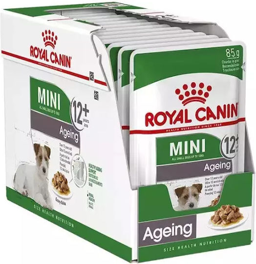 Royal Canin Mini Ageing 12+ Hrana Umedă Pentru Câini Seniori În Conservă Cu Carne Și Păsări De Curte 12x85gr