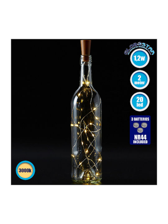 20 Lights LED 2m. Warm White Battery in String 1pcs