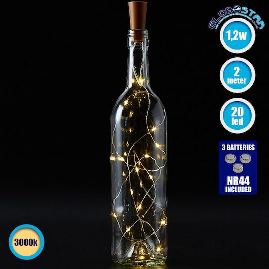 20 Светлини LED 2m. Топъл бял На батерия тип Лента 1бр