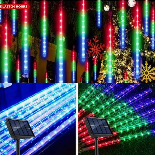 LED Лампички Метеори 3 м RGB Слънчеви 8 бр LED Лампички Метеори 3 м RGB Слънчеви 8 бр