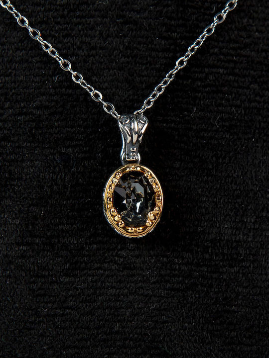 Necklace from Gold Plated Silver with Zircon