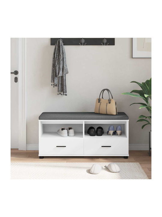 Mobilier de Intrare cu Bancă Alb 100x38x46cm