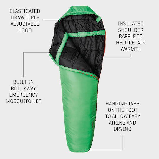 Snugpak Sleeping Bag Μονό 2 Εποχών Υπνόσακος Travelpak 3 Emerald Green