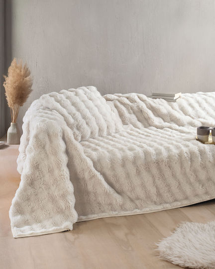 Rythmos Rabbit Ριχτάρι Τριθέσιου Καναπέ Γούνινο 180x280εκ. Γκρι