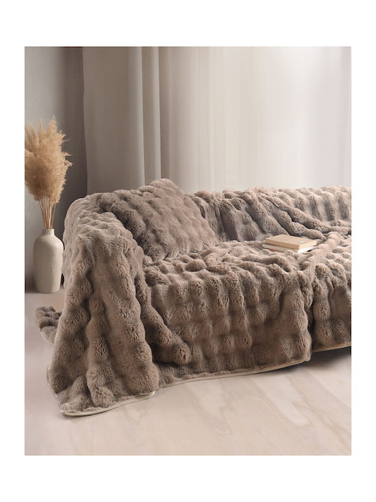 Rythmos Rabbit Three-Seater Sofa Throw Fur 180x280cm Gray