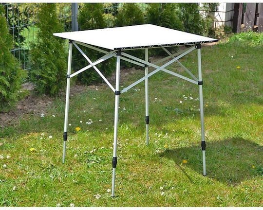 High Peak Aluminium Camping Table Tabelul Plastic pentru Camping Pliabil 70x70x70cm Argintiu