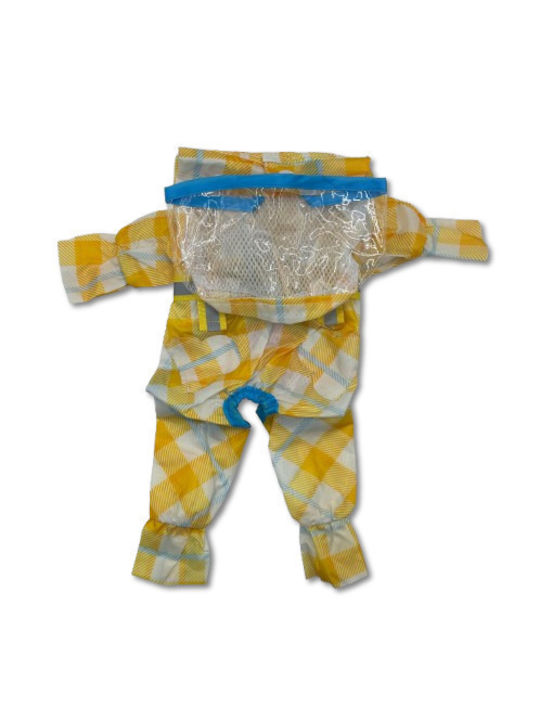 Bonnie XS Waterproof Dog Jumpsuit Yellow Plaid with Transparent Visor