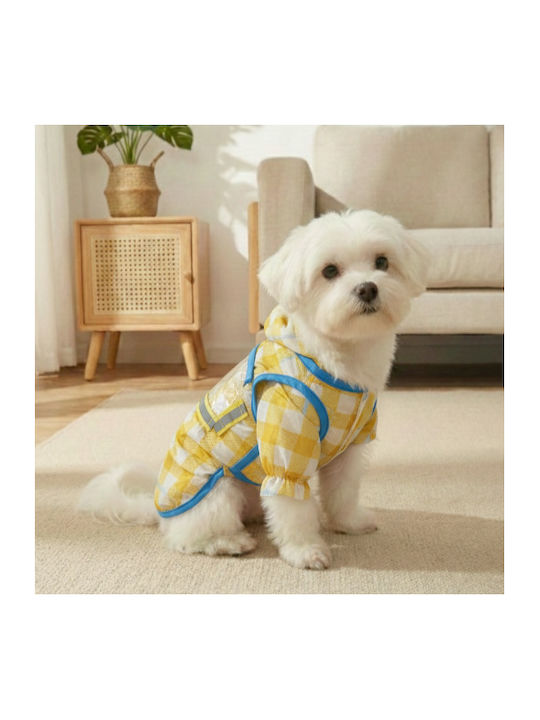 Bonnie XS Waterproof Dog Jumpsuit Yellow Plaid with Transparent Visor
