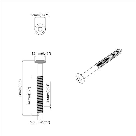 vidaXL Screw Hexagon Metallic with Length 6mm 12pcs