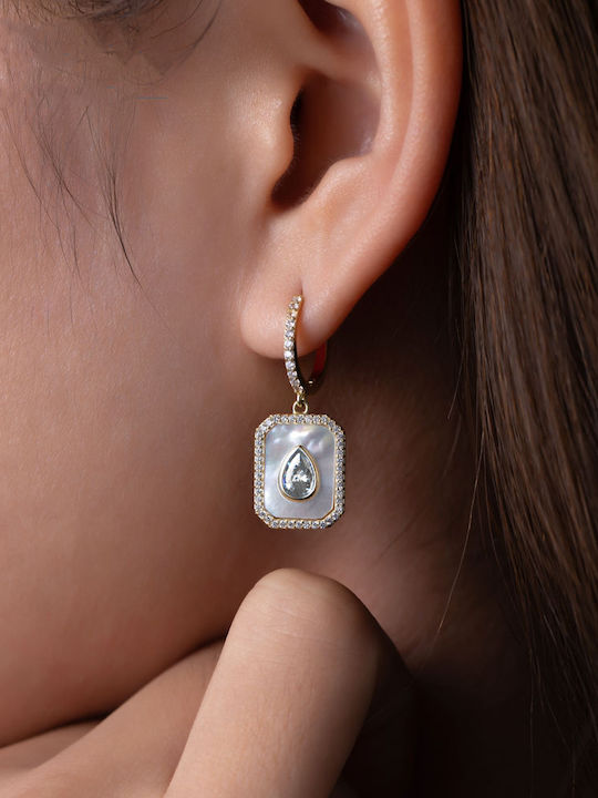 Set with Necklace , Earrings & Pendant from Silver Gold Plated with Stones