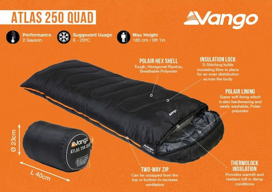 Vango Sleeping Bag Single Atlas 250 Black