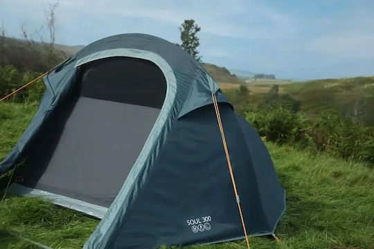 Vango Soul 300 Camping Tent Tunnel Blue 4 Seasons for 3 People Waterproof 3000mm 230x190x115cm