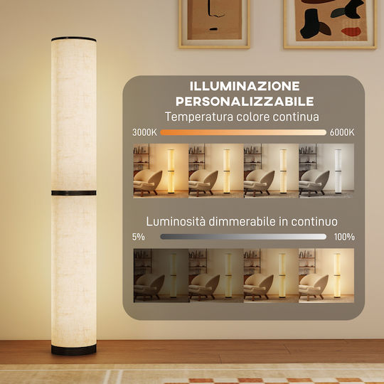 HomCom LED Φωτιστικό Δαπέδου Υ135xΜ20εκ. 2800lm Μπεζ