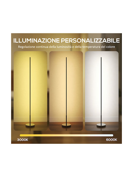 HomCom LED Φωτιστικό Δαπέδου Υ150xΜ20εκ. με Ρυθμιζόμενο Λευκό Φως 1800lm Ασημί