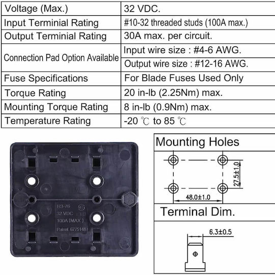 Blade Fuse Holder 10 Positions 12-24v 10 Fuses Led Indicators Waterproof Cover Yj-fb004