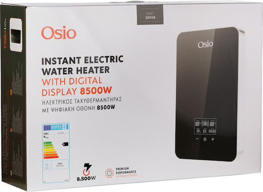 Osio Wall Mounted Electric Single-Phase Instant Water Heater for Bathroom 8.5kW