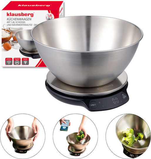 Klausberg Ψηφιακή Ζυγαριά Κουζίνας με Κάδο έως 5kg Inox
