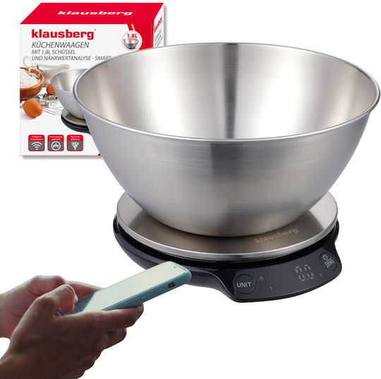 Klausberg Ψηφιακή Ζυγαριά Κουζίνας με Κάδο έως 5kg Inox