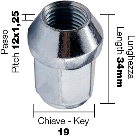 Конична Гайка 12x1,25 34mm 19 10 Броя Simoni Racing Dr/14-10