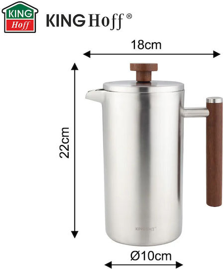 KING Hoff Manual Filter Coffee Maker Stainless Steel Silver 1lt