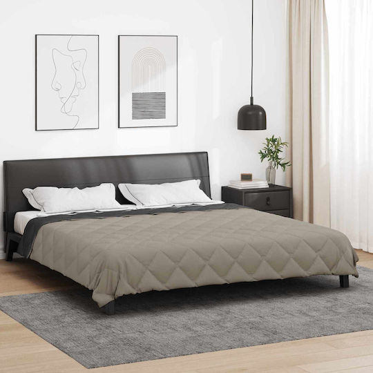 vidaXL Παπλωματοθήκη Διπλή 200x200 Ανοιχτό Γκρι, Ανθρακί