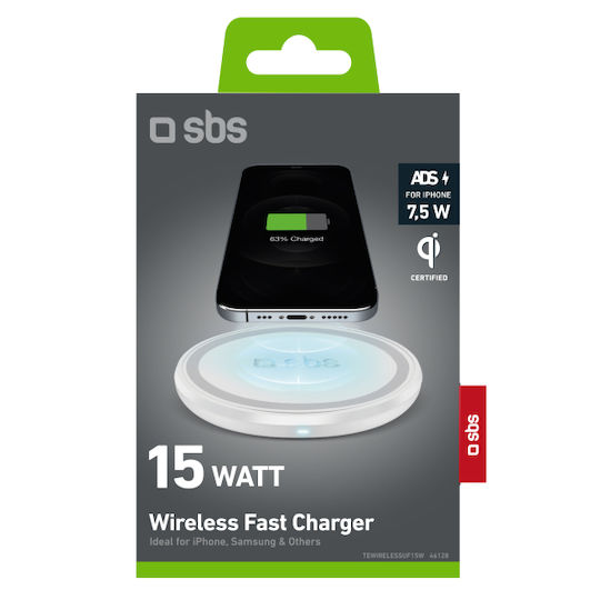 SBS Încărcător Wireless (Qi Pad) 15W Albς (WIRELESSUF15W)