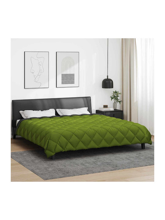 vidaXL Duvet Cover Queen 220x200 Green, Anthracite