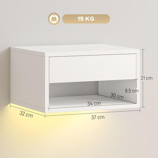 White Wooden Bedside Tables 2 Pieces 37x32x21cm