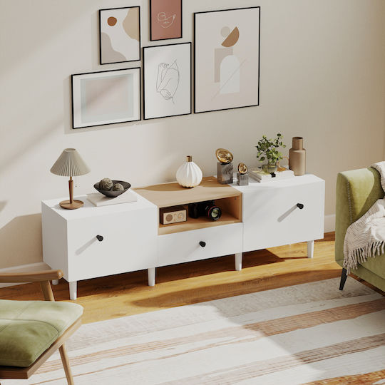 TV Stand White and Wooden Colour M150xD35xH45cm