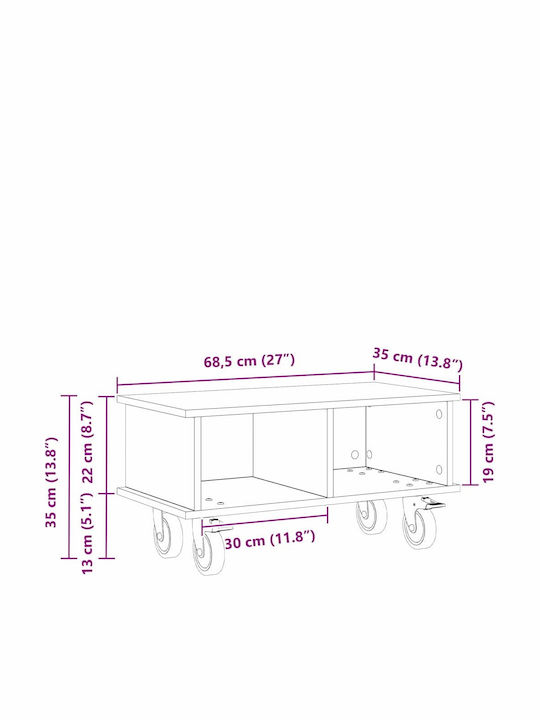 TV-Ständer mit Räder Sonoma Eiche M68.5xTiefe35xHöhe35cm