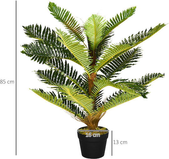 Homcom Artificial Palm Plant 18 Leaves Pot Height 85 cm Green Indoor 830-679v00gn