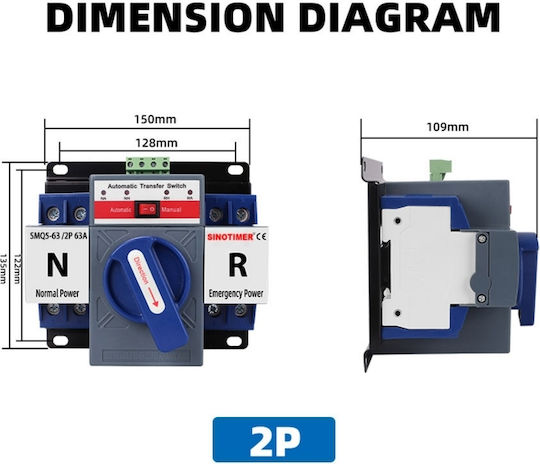 Sinotimer Bipolar Buton de comutare cu releu 230V 63A